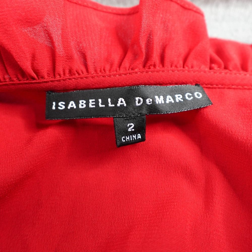 💚5/$25💚 Isabela DeMarco Womens Top Sz 2 Red Ruched,Ruffled,Office, very Fitted - Picture 4 of 8